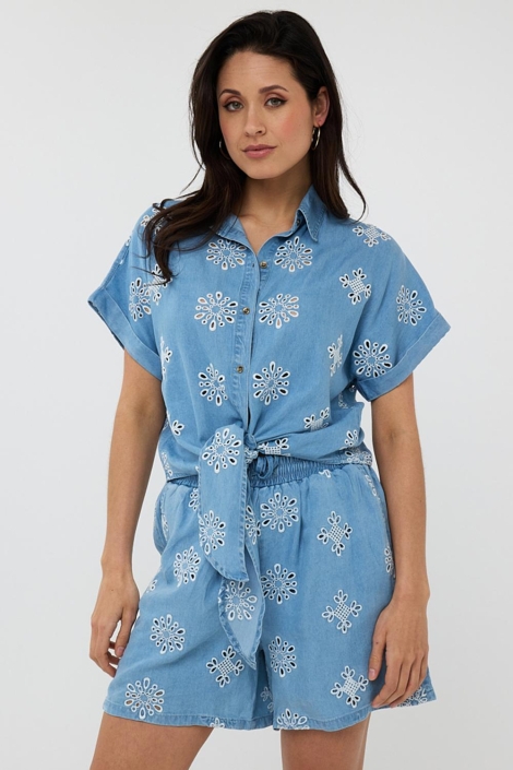 EsQualo blouse knot chambray